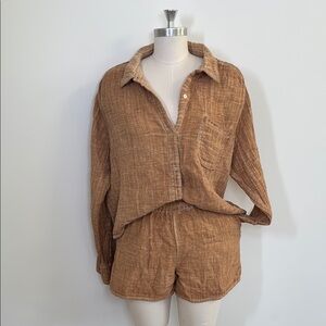 Daily Practice Button-Up Shirt and Shorts Set